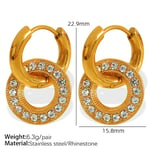 Gold color / 1 Pair Classic Series Retro Geometric Stainless Steel  Gold Color Rhinestone Women's Drop Earrings Picture3